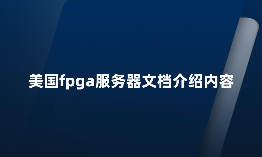 美国fpga服务器文档介绍内容