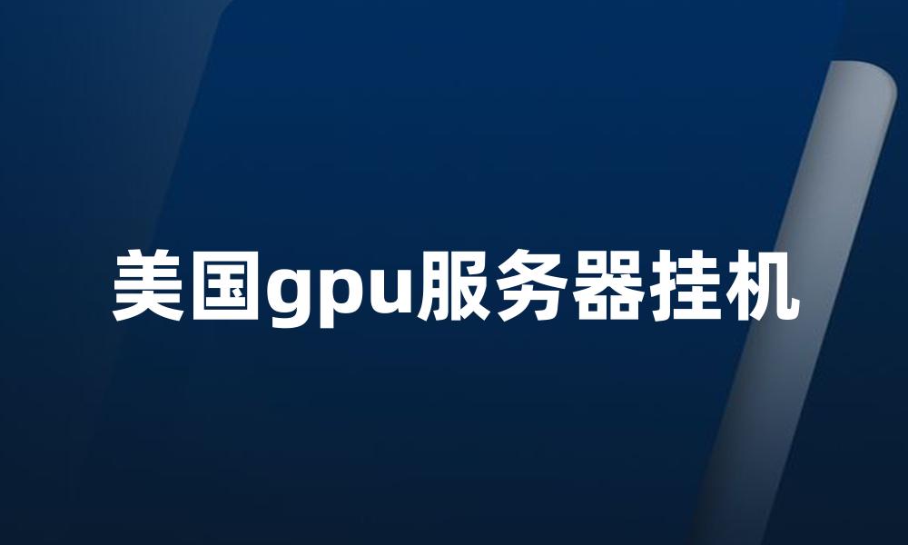 美国gpu服务器挂机