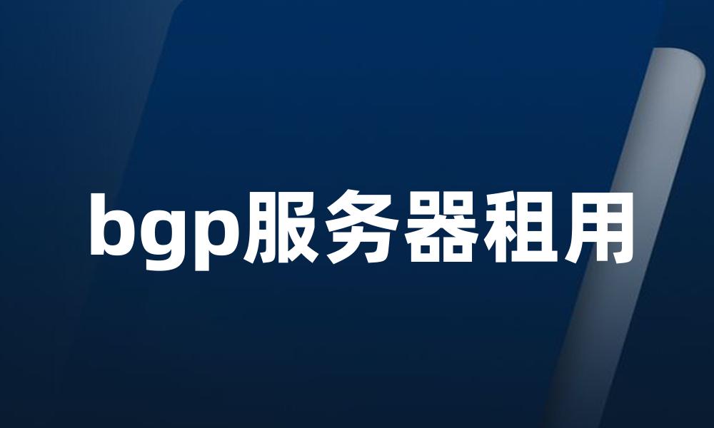 bgp服务器租用